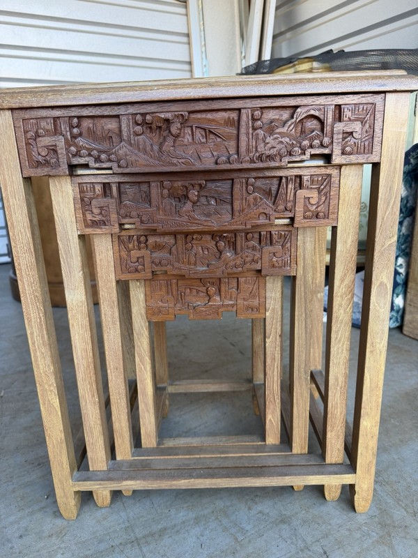 Set of 4 Antique Vintage Asian Nesting Tables. gallery