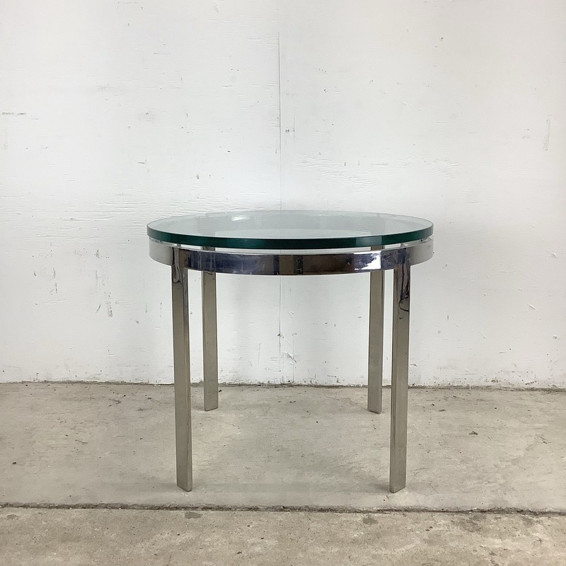 Vintage Chrome & Glass End Table attr. Zographos gallery