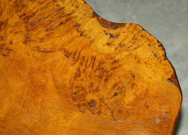 STUNNING LIVE EDGE SLAB COFFEE OR COCKTAIL TABLE IN BURR PIPPY OAK gallery