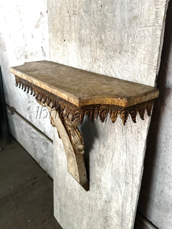CHARMING 19TH C. ITALIAN WALL MOUNTED CONSOLE TABLE . MYTHOLOGICAL MONSTER FISH gallery