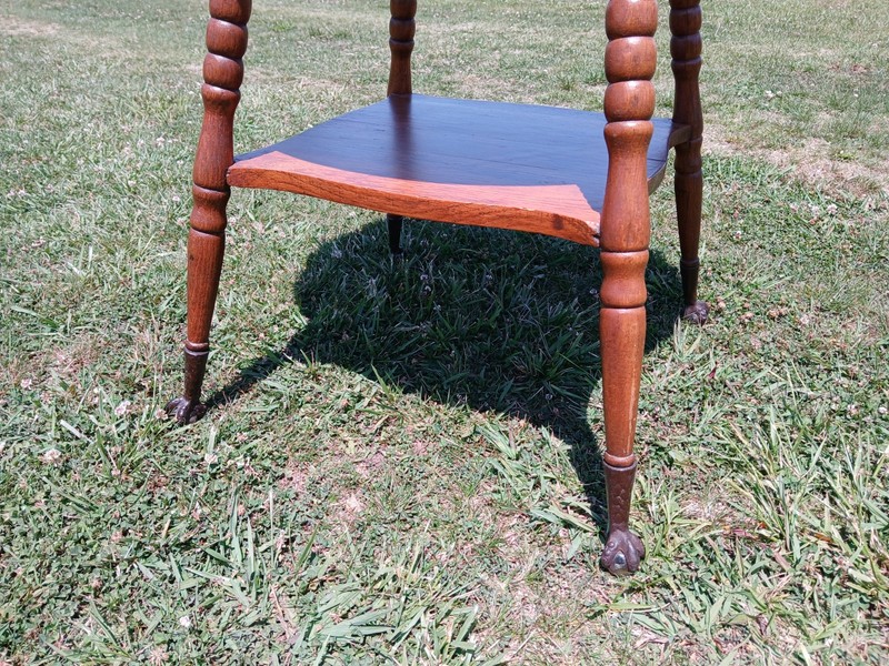 VTG Antique Wooden Two-Tier Side Table W Turned Legs & Glass Ball Claw Feet gallery