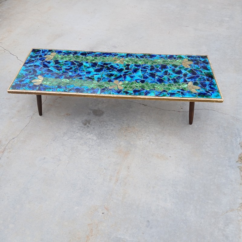 Mid Century Modern Mosaic Tile Top Coffee Table