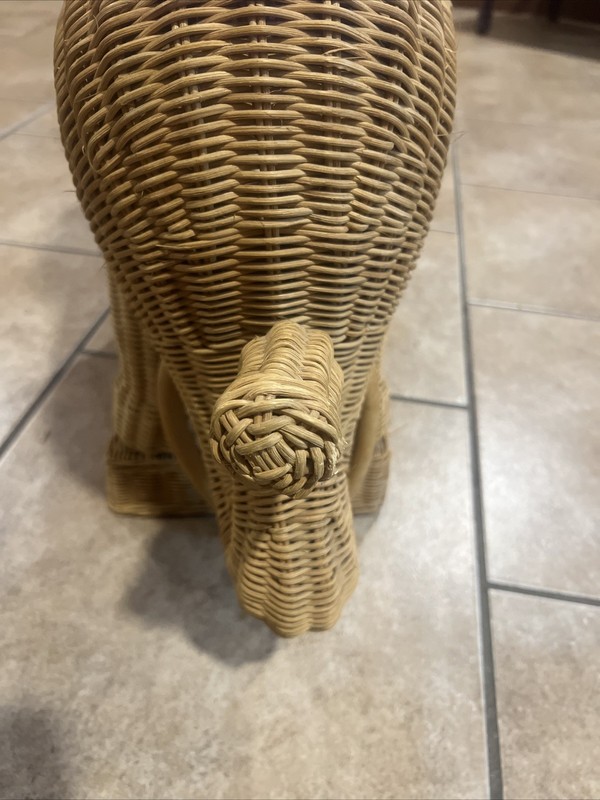 Vintage Rattan Wicker Elephant Side End Table Plant Stand ONE PIECE Original! gallery