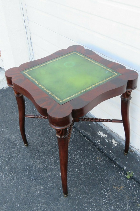 Flame Mahogany Leather Top Side End Table 9748 gallery