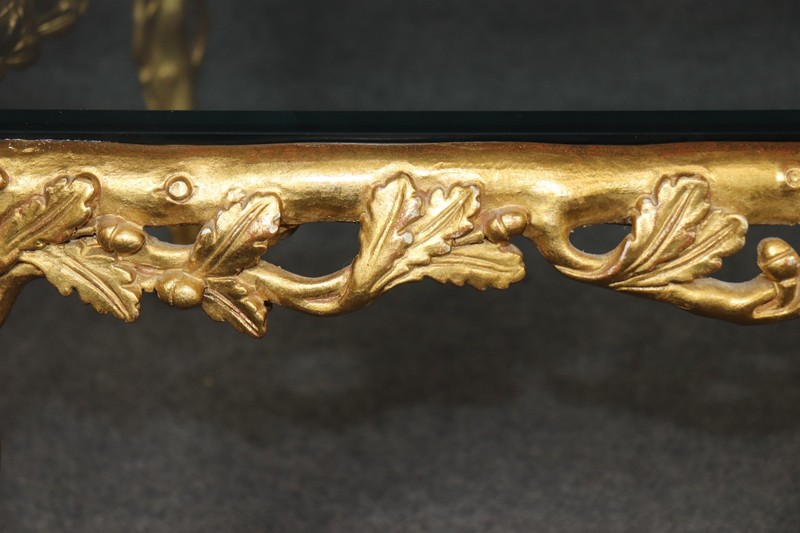 Regency Style Carved Branch and Leaf Coffee Table In the Manner of Bagues gallery