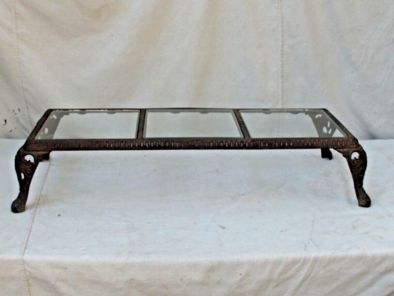 Antique Cast Iron Stove Base Low Table The Florence Co. Puritan Mass. c.1890