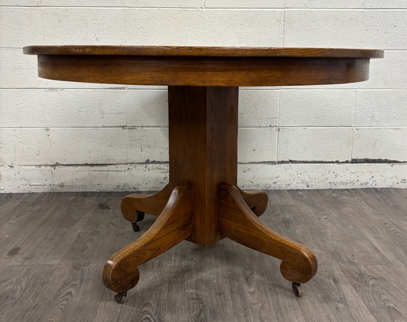 Antique American Empire Style Scroll Foot Pedestal Dining Table Breakfast Table gallery
