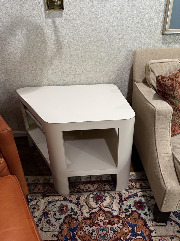 Vintage Space Age Corner Table White Retro 1970s Modular Side End Table MCM