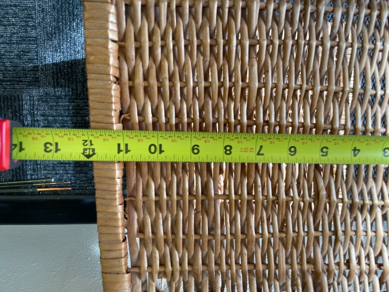 Vintage Bamboo & Wood Side Table Woven Rattan Wicker Boho Tropical Decor gallery