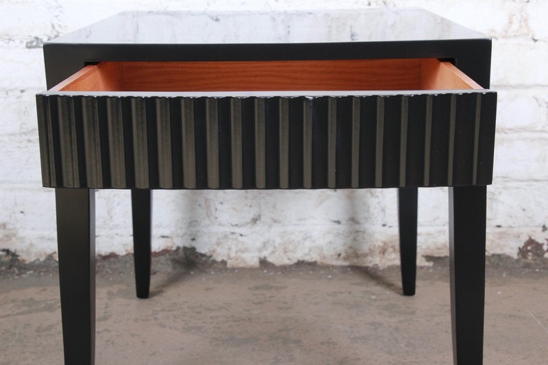 John Widdicomb Mid-Century Modern Black Lacquered Nightstand or Side Table gallery