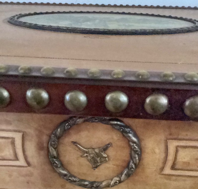 Buck Flynn Hand Painted Indian Scene Hand Stretched Leather Parlor 72” Table gallery