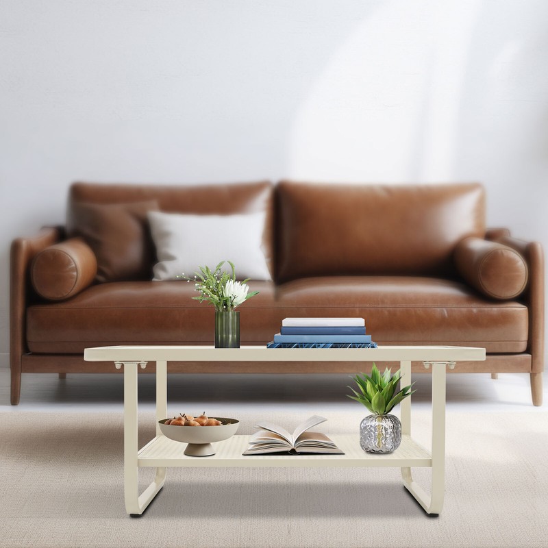 Coffee Table for Living Room, 2 Tiers Rectangle Coffee Table 39.3*19.68*16.53in gallery
