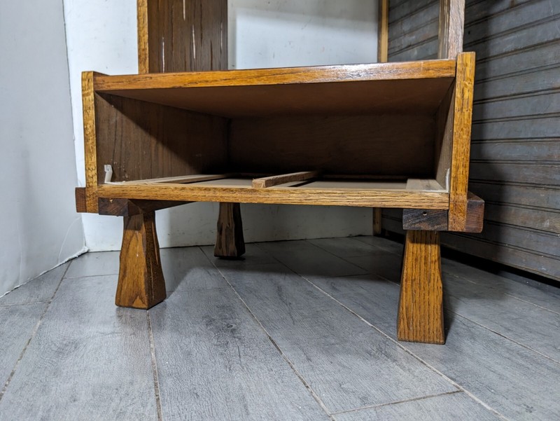 Vintage Rustic Country Ranch Oak Style 2-Tier Step End Table Nightstand B gallery