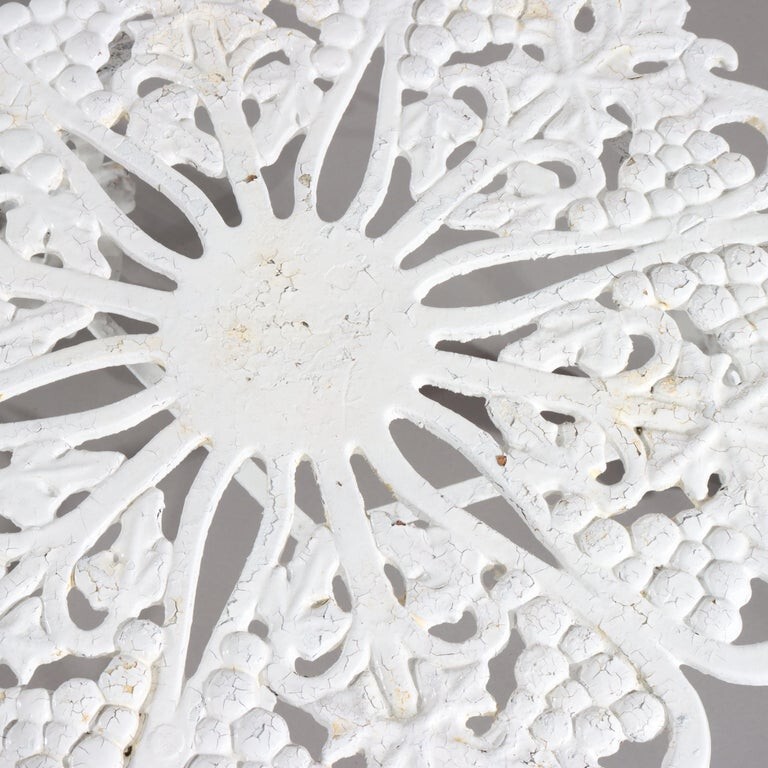 Antique White Painted Grape & Leaf Wrought Iron Garden Side Table c1890 gallery