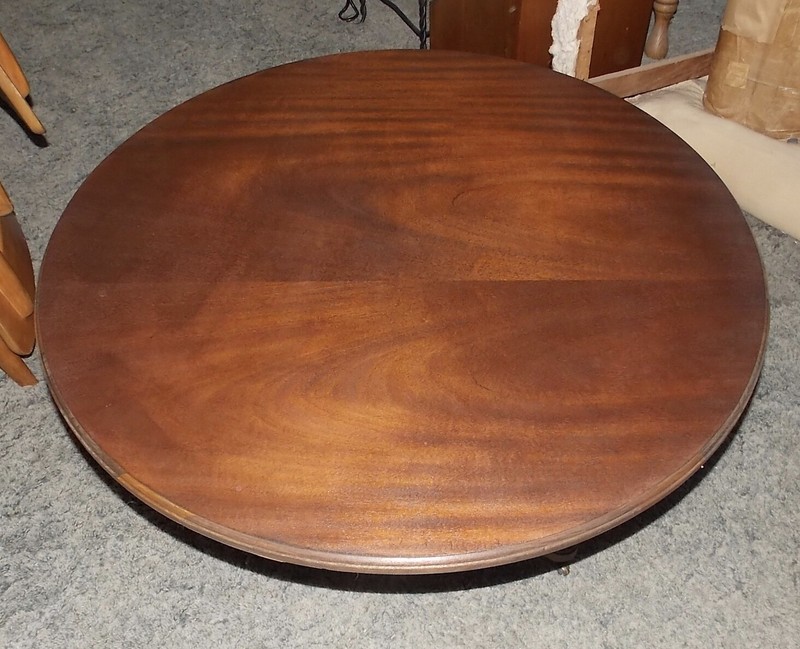 2 Panel Book Matched Mahogany Veneer Round Mid Century Coffee Table (CT-75) gallery