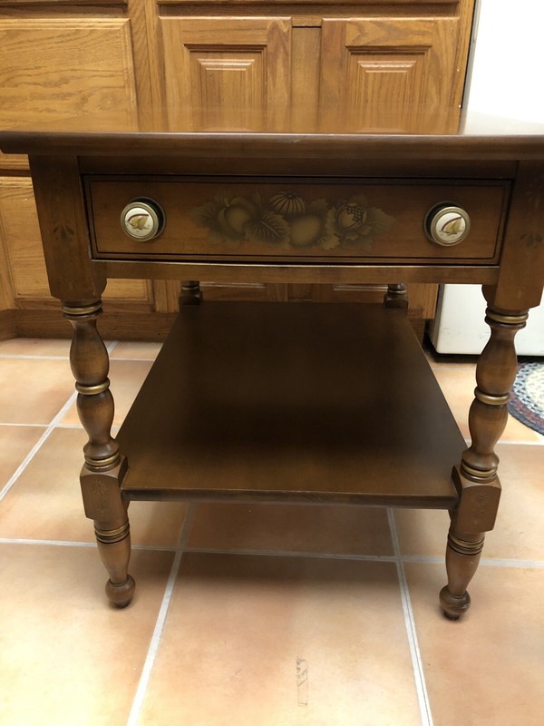 Hitchcock Side End Night Table Drawer, Maple, Stencil Small Signed 22x26x19 gallery