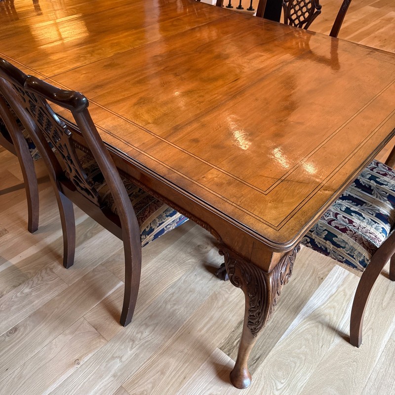Baker Furniture Stately Homes Chippendale Burled Walnut Extension Dining Table gallery