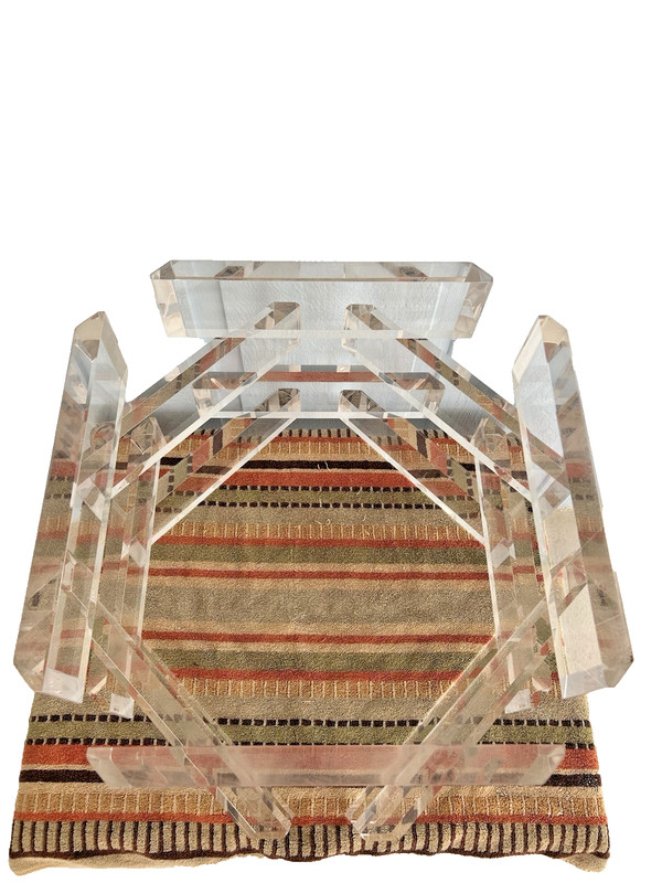 Stunning Stacked Lucite Blocks Coffee Table base-Free Glass Top As Gift