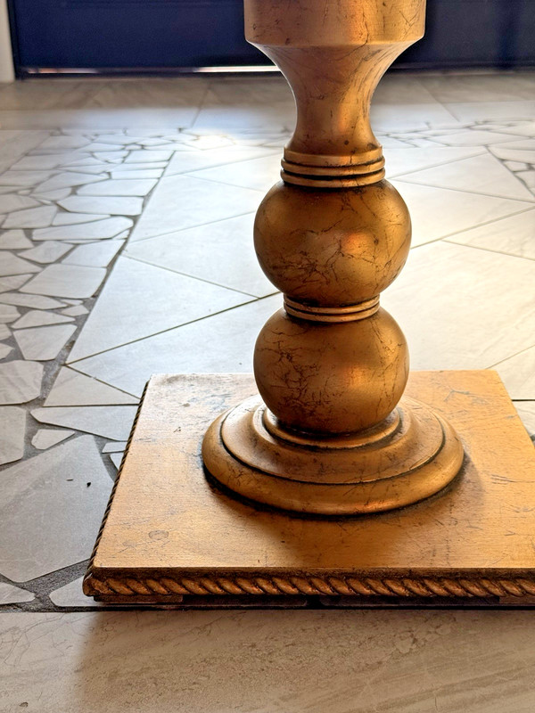 Vintage Square Wood Cocktail Pedestal Table Plant Stand English Regency Style gallery