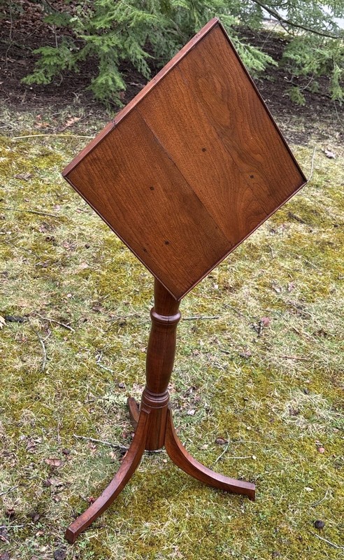 18th-19th Century Tilt Top Walnut? Wood Pedestal Candle Plant Stand Table gallery