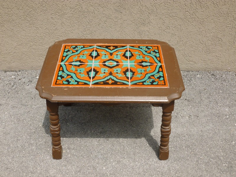 GORGEOUS GEOMETRIC 1920’S CALIFORNIA MONTEREY TILE TOP TABLE
