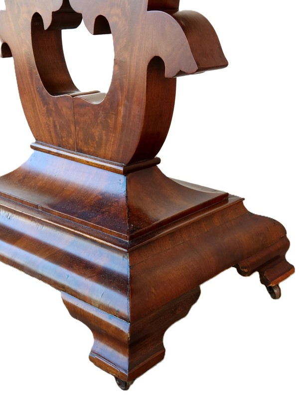 Foldover Game, CARD TABLE, c1840 Empire Restauration, Tulip Pedestal, Ogee, 36w gallery