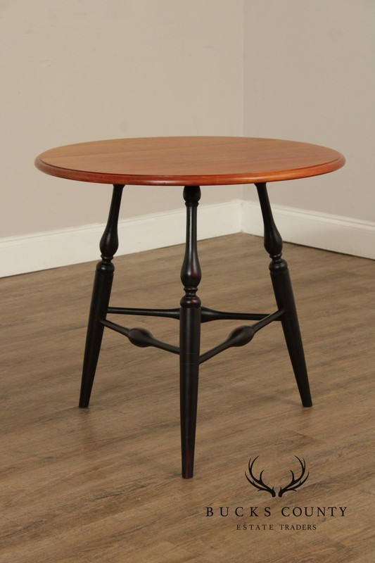 Custom Crafted Windsor Style Round Cherry and Ebonized Maple Side Table gallery