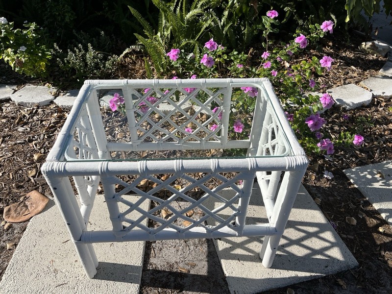 Vtg Rectangle Bamboo Rattan Wicker Table Base-Coffee,Tea End Table-Plant Stand gallery