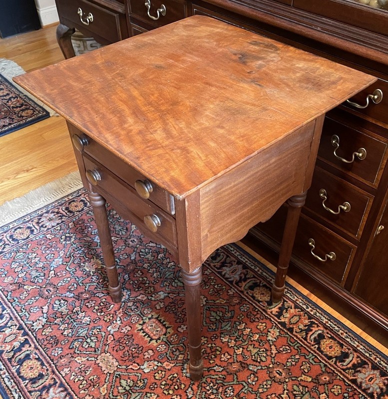 Tiger Maple And Cherry Antique Nightstand Or Work Table Circa 1840’s gallery