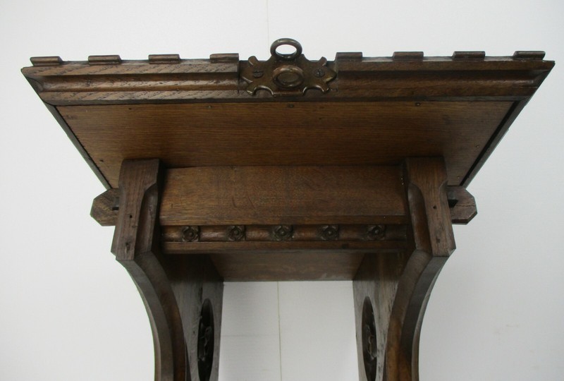 Antique Gothic Hand Carved French Oak Wall Hall Console table 19th Century WOW gallery