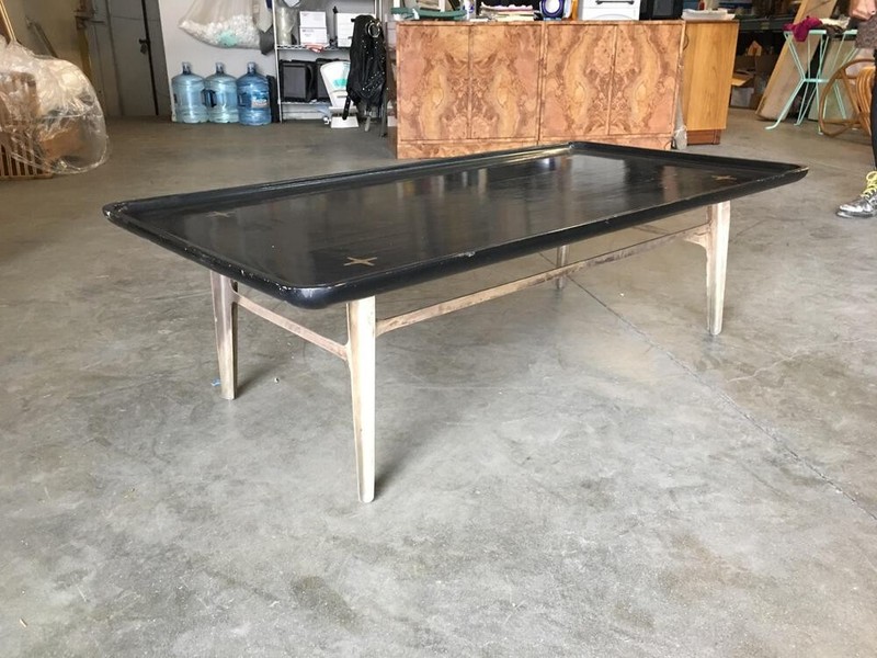 Mid Century Black Lacquer & Brass Coffee Table by Edmond J. Spence gallery