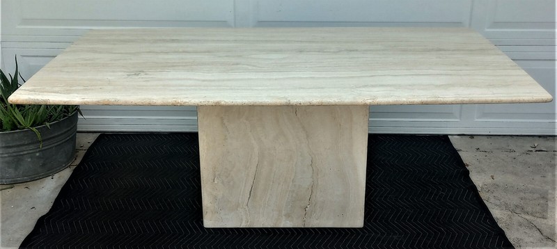Vintage Mid Century Travertine Stone Dining Table