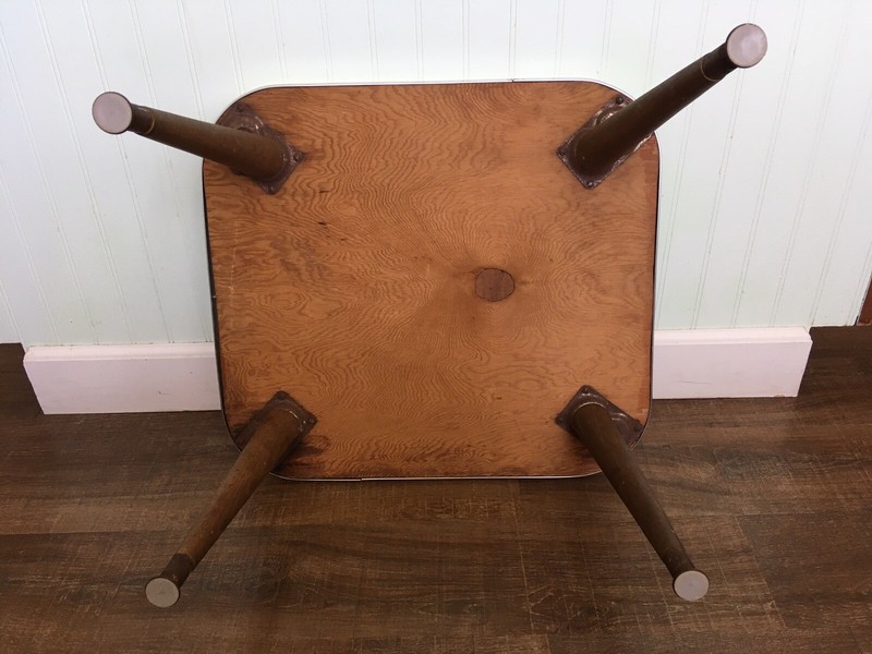 VTG Retro MCM FAUX MARBLE TOP Side Child's Table GERBER ADJUSTALBE LEGS 13" Tall gallery
