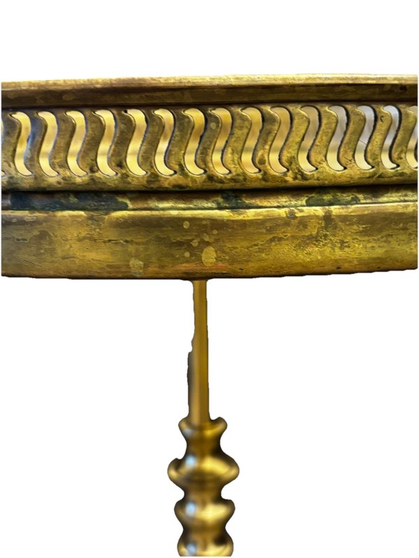 Side Table Ornate Solid Brass With Resin Marble Effect Top In Great Condition !! gallery