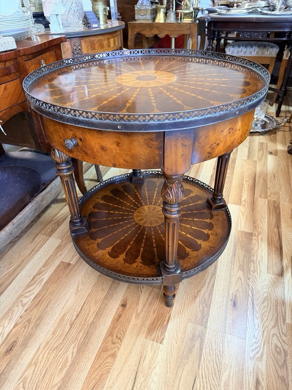 THEODORE ALEXANDER Inlaid 2 Tier Mixed Wood End Table Gallery gallery
