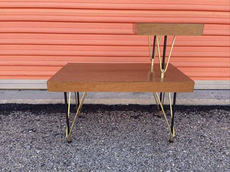 Vintage Two Tiers Mid Century Atomic Coffee Table Hollywood Regency 1960’s gallery