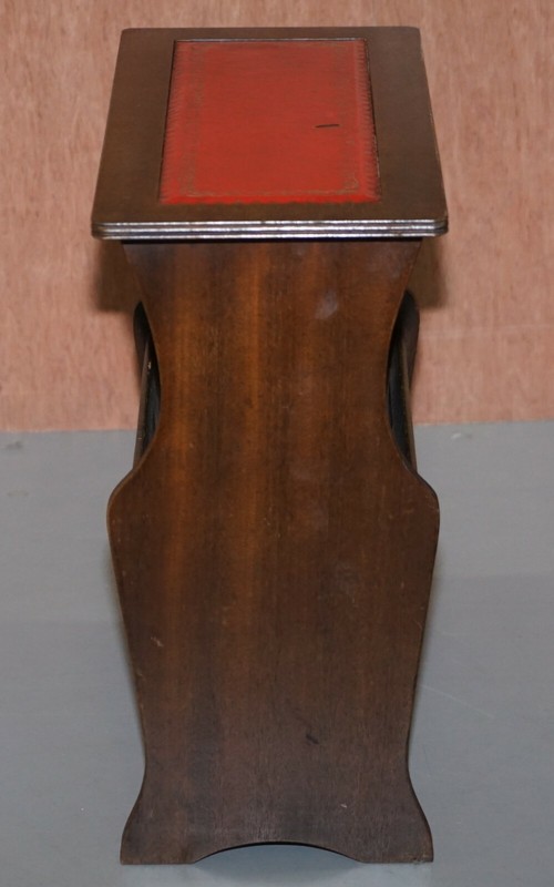 MAHOGANY WITH FADED OXBLOOD LEATHER TOP BEVAN FUNNELL SIDE TABLE MAGAZINE RACK gallery