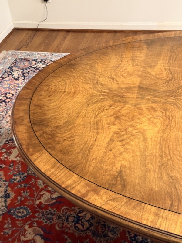 Karges Italian Provincial Burled Walnut Double Pedestal Dining Table 3 Leaves gallery