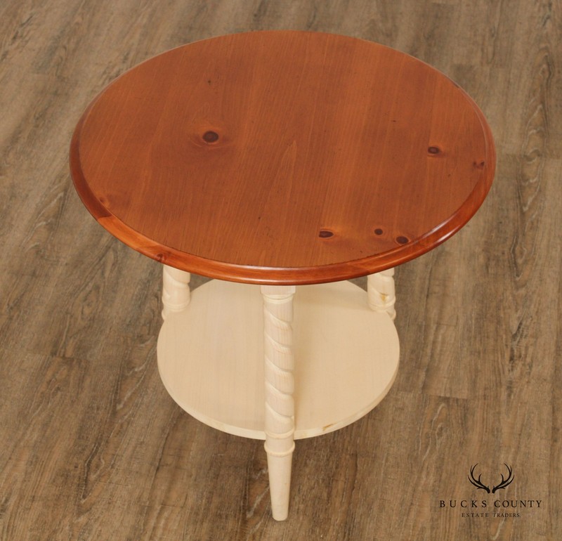 Rustic Vintage Pine Round Side Table gallery