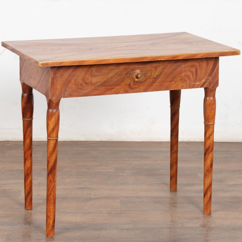 Swedish Folk Art Side Table with Drawer dated 1840