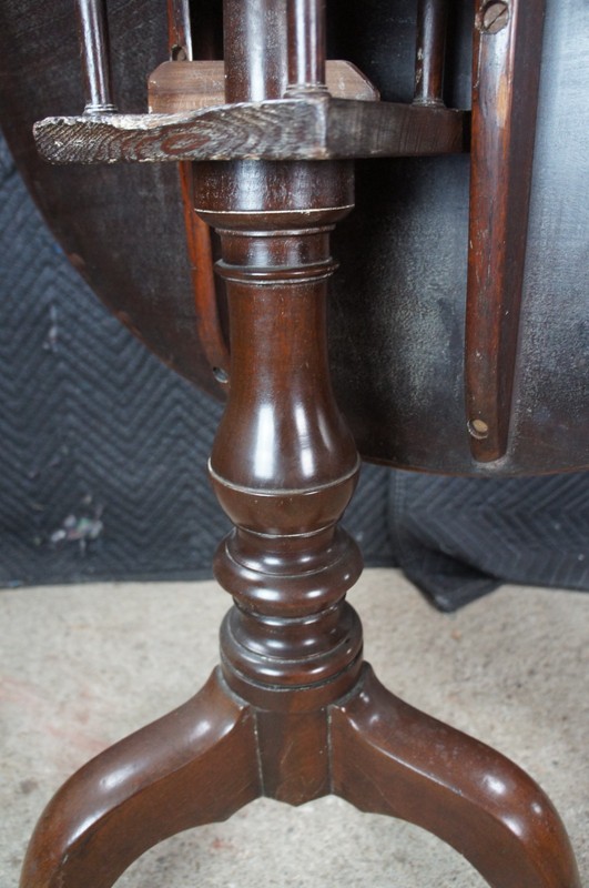 Antique George III Period Solid Mahogany Round Tilt Top Birdcage Tea Table 30" gallery