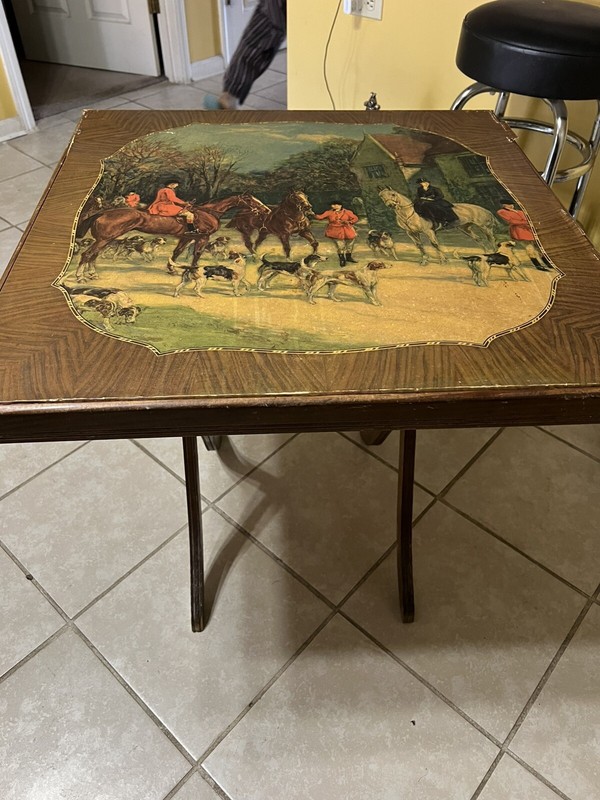Vintage Walnut Card Game Table Antique