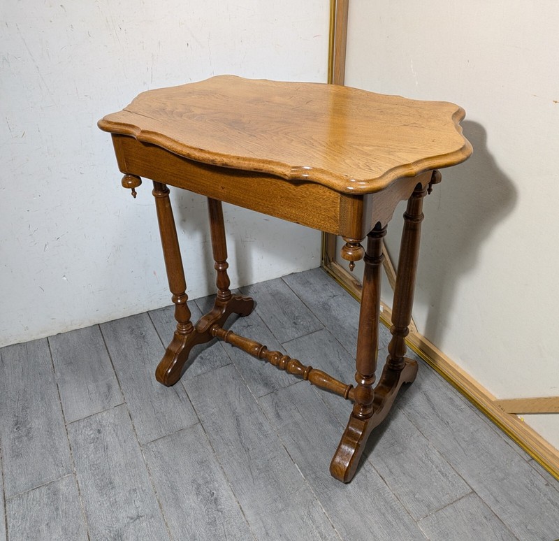 Antique Victorian Eastlake Art Deco Parlor Sewing 1-Drawer Trestle Table