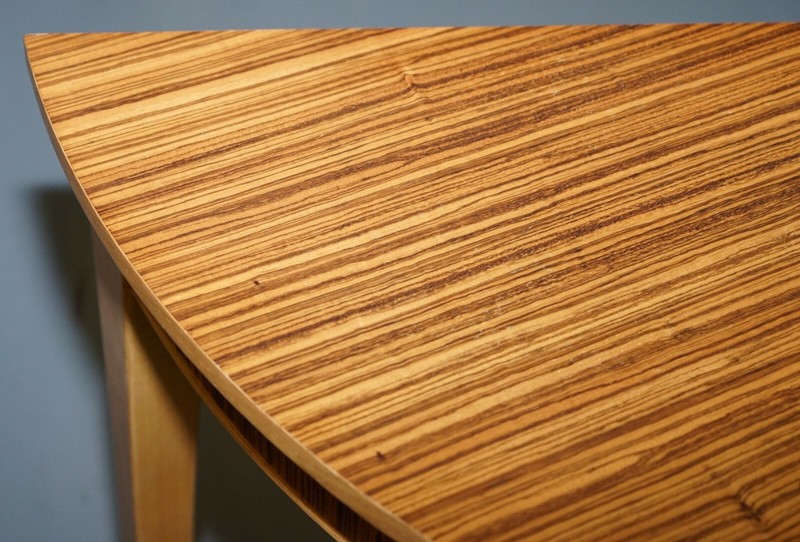 BRAND NEW EX DISPLAY BEVAN FUNNELL PHOENIX ZEBRANO WOOD DEMI LUNE CONSOLE TABLE gallery