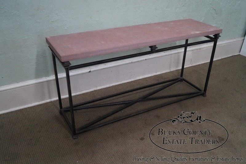 Quality Iron Base Console Table w/ Slate Top gallery