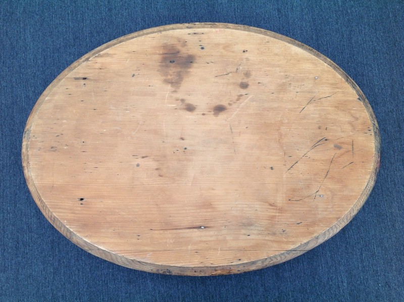 Vintage Small Wooden Oval Tabletop with Drawer gallery