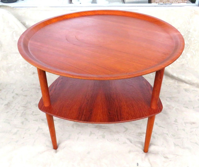 VINTAGE 1950 FRITZ HANSEN DANISH MODERN TEAK WOOD TRAY SIDE TABLE DENMARK MCM gallery