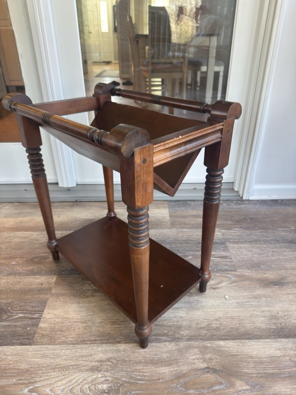 Vintage Ethan Allen Heirloom Maple Magazine Rack Canterbury Side Table 22.5×20”
