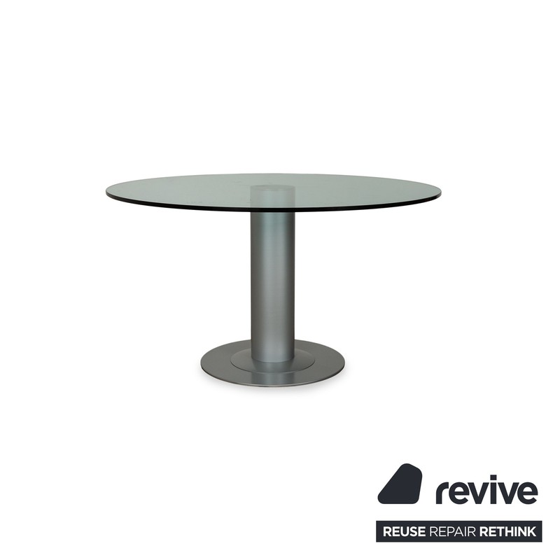 Bacher Castro Glass Dining Table Silver 130 x 130 x 73 cm gallery