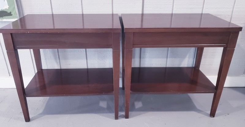 Two MERSMAN 25-2 Mahogany End Table With Wooden Drawer. Federalist Style. gallery